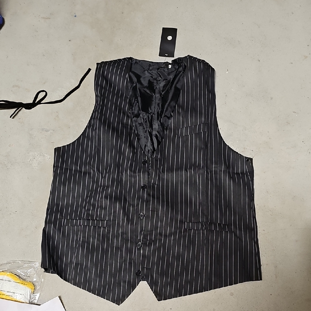 Nwt Mens Black Pinstripe Vest
